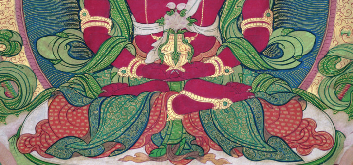 the buddha amitabha's hands and feet in meditation pose