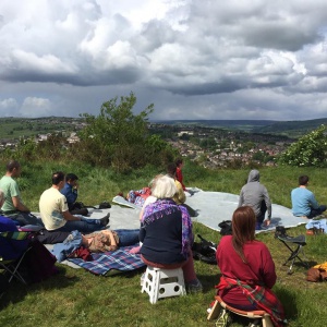 Sheffield, UK, sangha meditation outdoors