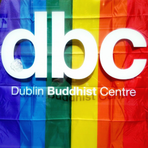 Flying the flag at the Dublin Buddhist Centre during Pride 2018