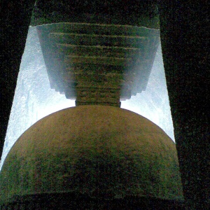 Stupa at Bhaja Caves against light