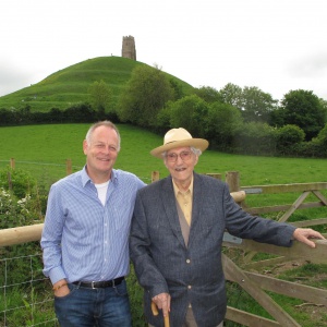 In front of the famous Glastonbury Tor with his good friend Paramartha