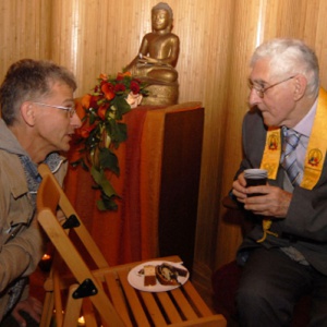 Tibor and Sangharakshita at the opening of the Krakow Buddhist Centre, Poland, 2008
