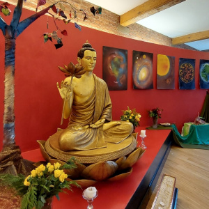 Manchester Buddhist Centre shrine for Sangha Day 2023