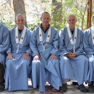 Satyaraja with the four men he publicly ordained