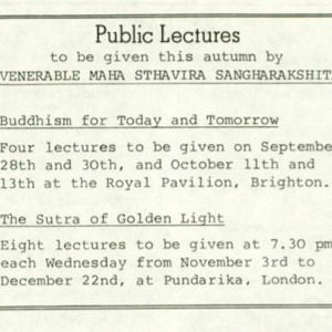 Original advertment for lectures 1976