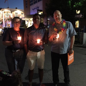 Tanya, Harshal, Mike at Portsmouth vigil