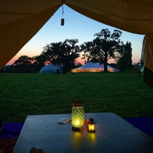 A view from the Chai and Pancake tent, run by the Buddhafield team. Photo: Sanghadhara