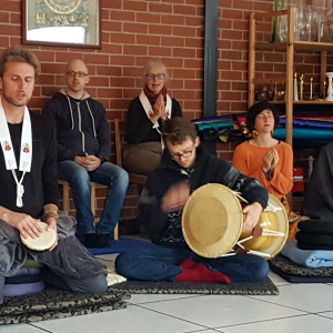 There was musical accompaniment during Buddha day celebrations at the Melbourne Buddhist Centre