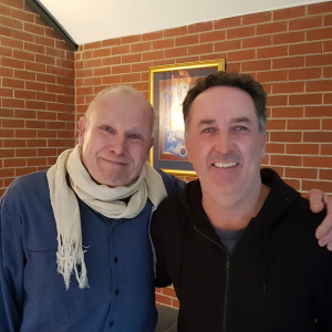 Two men became mitras during Buddha day at the Melbourne Buddhist Centre: Alan Davies (left) and Aaron Byrne (right).