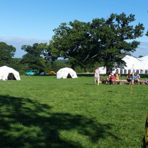 camping field in the morning 