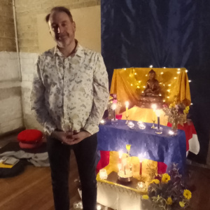 Dominic and the shrine at the mira ceremony