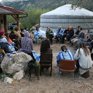 Morning circle at Ecodharma Centre