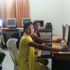 Rameshwari and Sunita from Chattisgarh state learning IT skills at ACE Bhilgaon branch