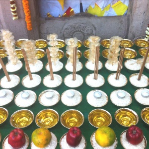 Butter lamps and offerings