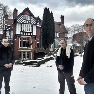 Karunika, Sanghadeva and Mahamati after a closing ritual in the garden